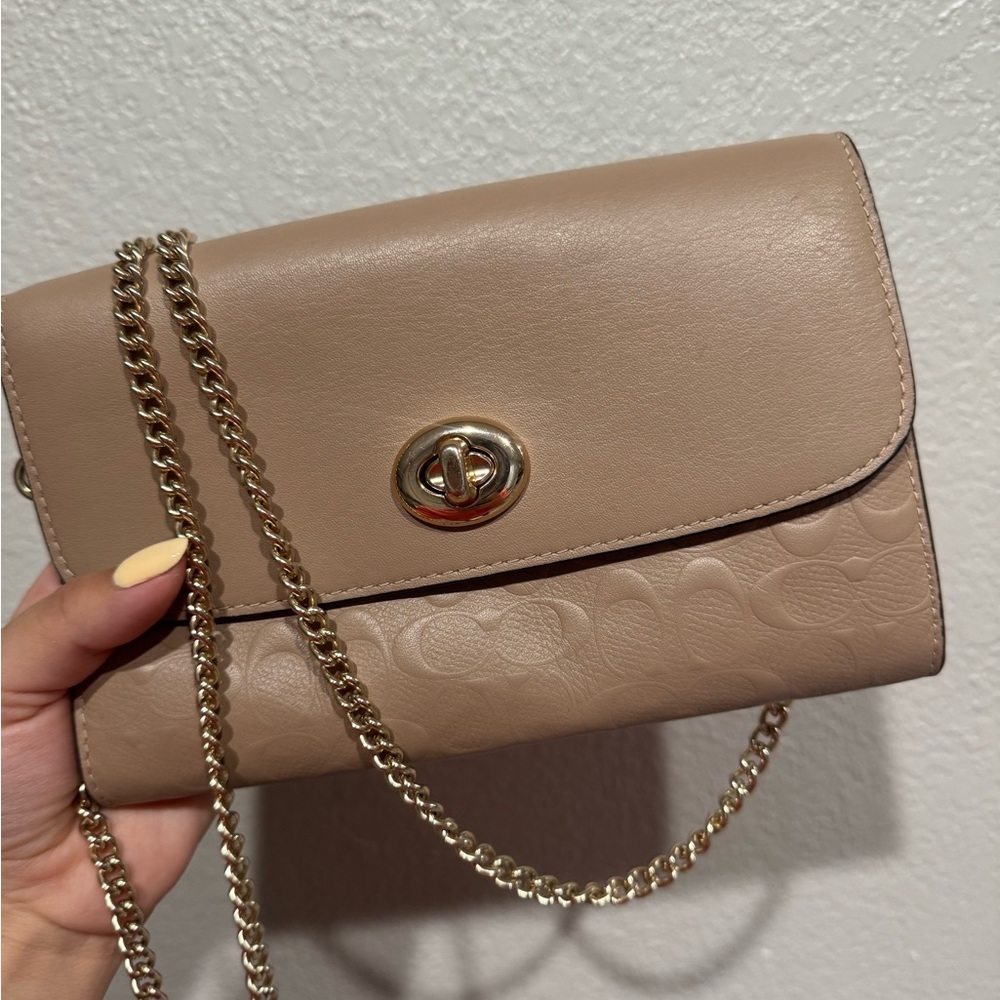 Coach Women's Signature Leather Chain Crossbody